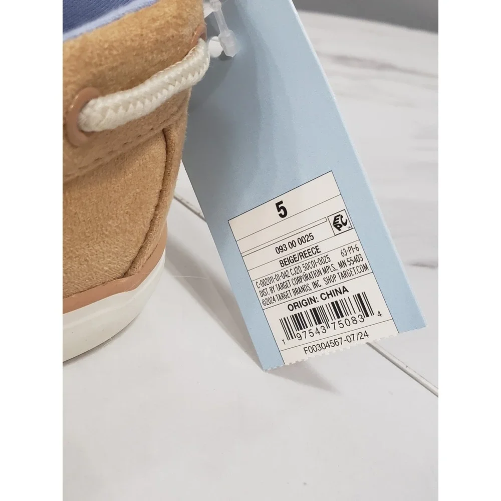NEW Cat & Jack Boy's Reece Slip On Boat Shoes Beige Size 5‎ Tan Easter Dress